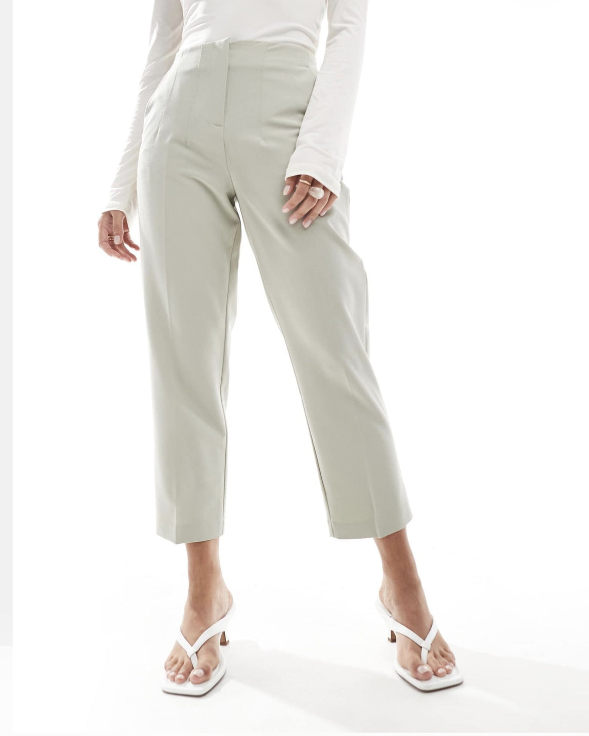 Women's high-waisted straight-cut trousers with crease Mune Fashion