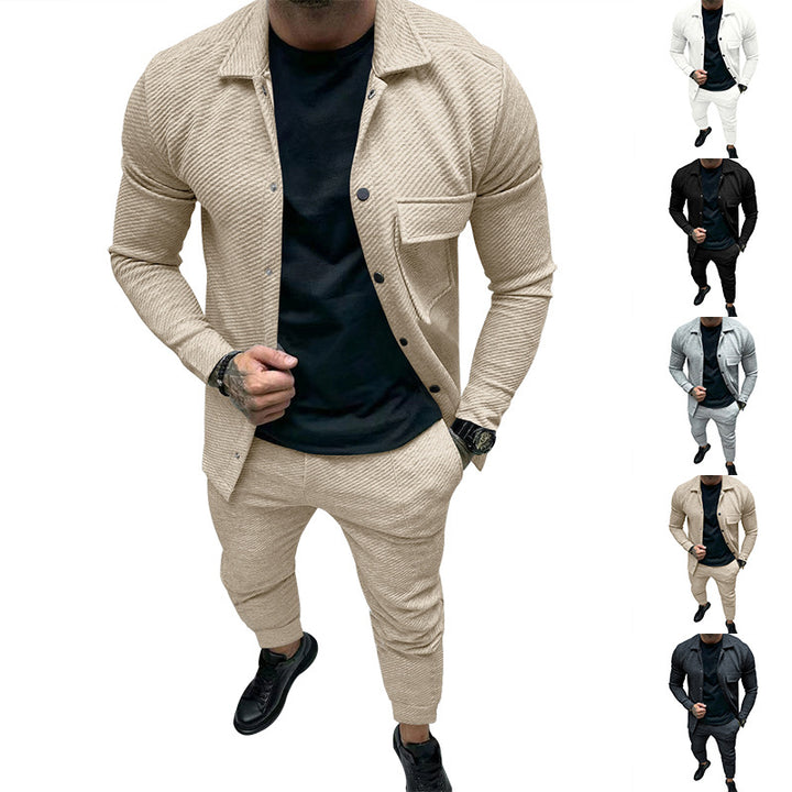Men's Structured Jersey Leisure Set with Overshirt and Tapered Jogging Pants Mune Fashion
