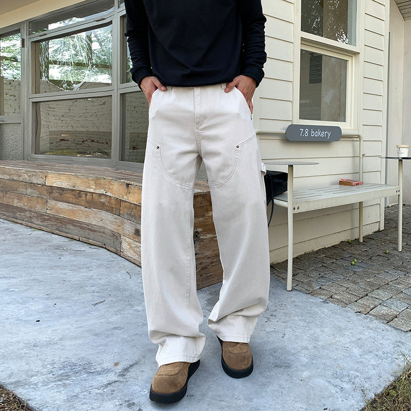 Men's Wide Work Pants with Large Cargo Pockets Mune Fashion