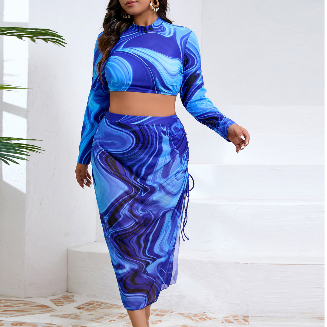 Women’s bathing set with long-sleeved top and asymmetrical skirt Mune Fashion