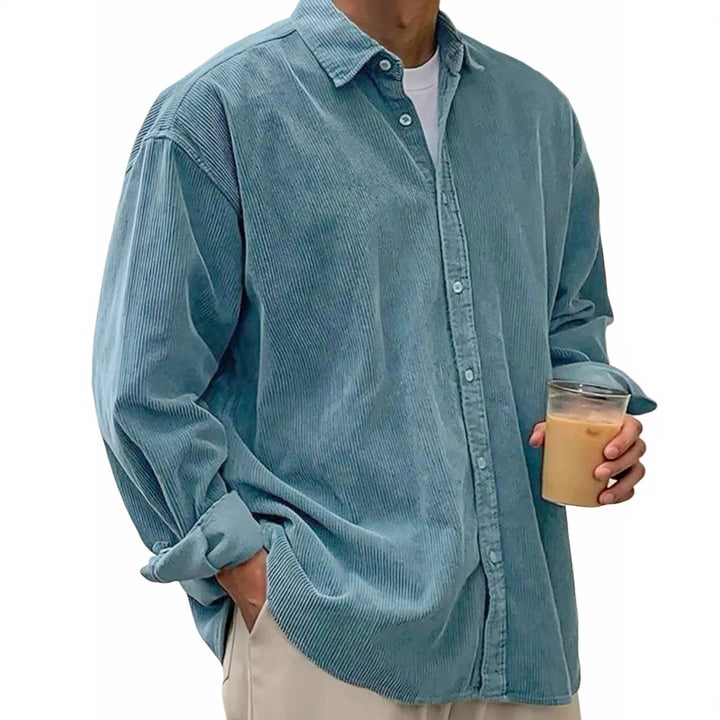 Men's long-sleeved oversized cord shirt with collar and continuous button placket Mune Fashion
