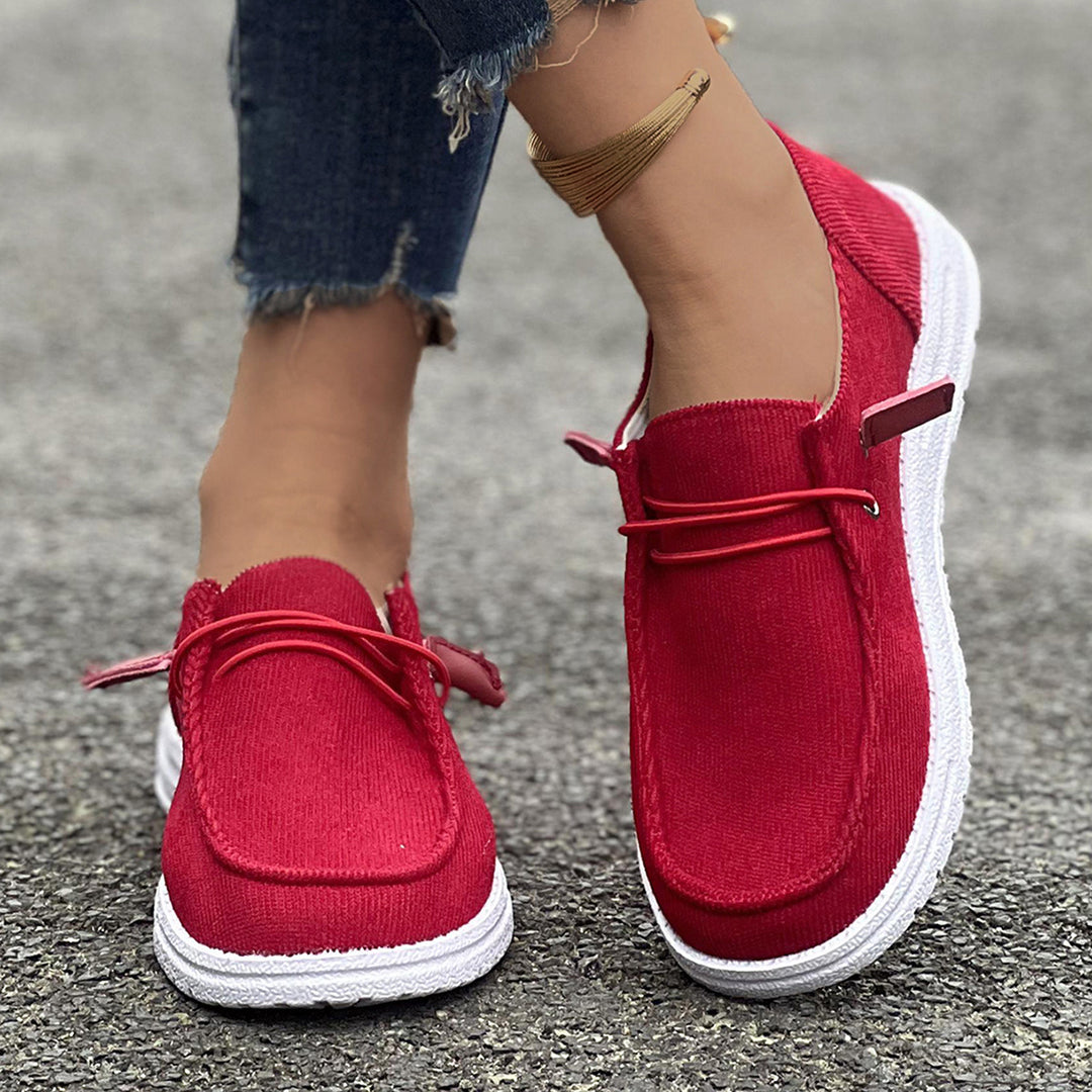 Women's casual Slip-On sneaker shoes with ribbed textile upper material and elastic lacing Mune Fashion