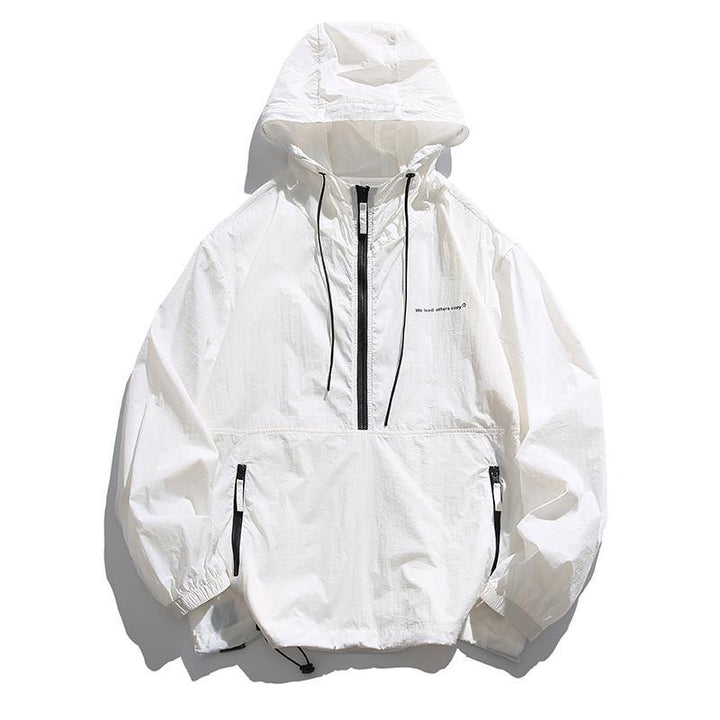 Unisex Lightweight Ripstop Hoodie Anorak with Half-Zip, Drawstring & Zipper Pockets Mune Fashion