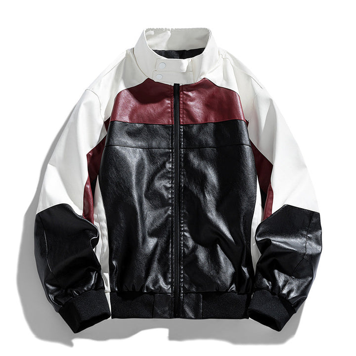 Women Trendy Biker Jacket in Color Block Style Mune Fashion