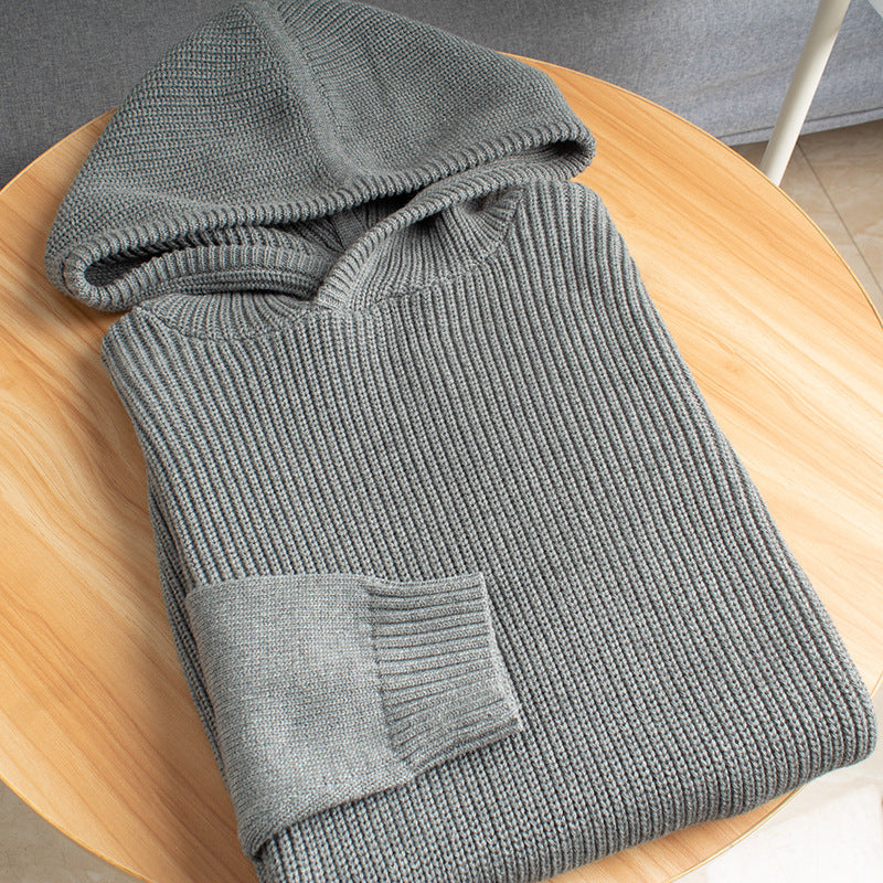 Men's Coarse Ribbed Hoodie with Smooth Sleeves and Ribbed Hem Mune Fashion