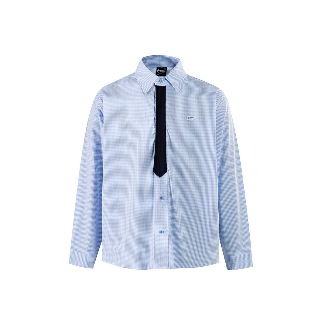Men's Checkered Oversized Shirt with Concealed Button Placket and Contrasting Trim Mune Fashion