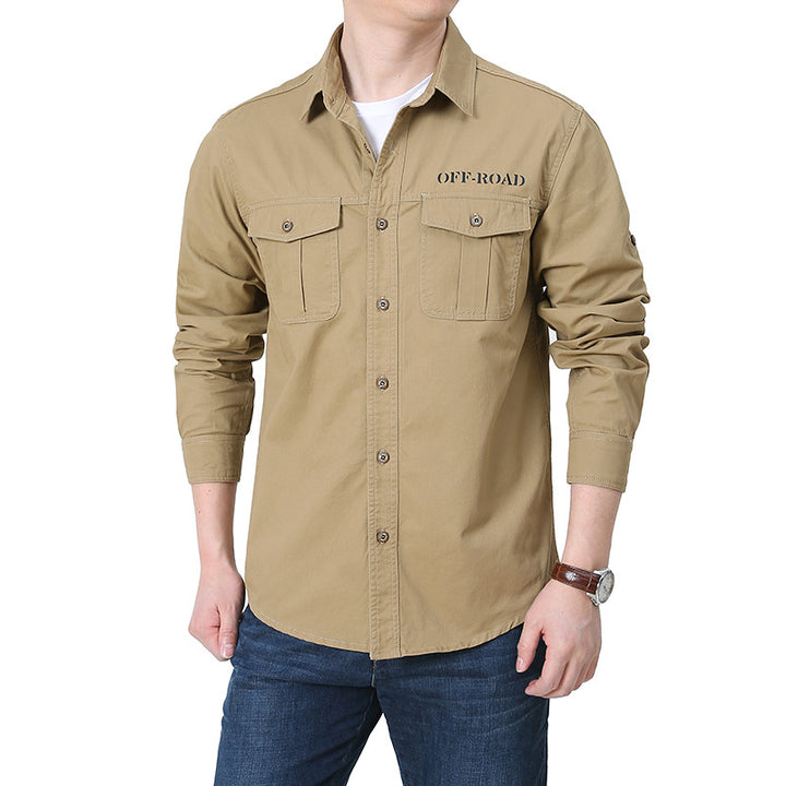 Men's Cotton Canvas Shirt Jacket in Utility Style with Chest Patch Pockets Mune Fashion