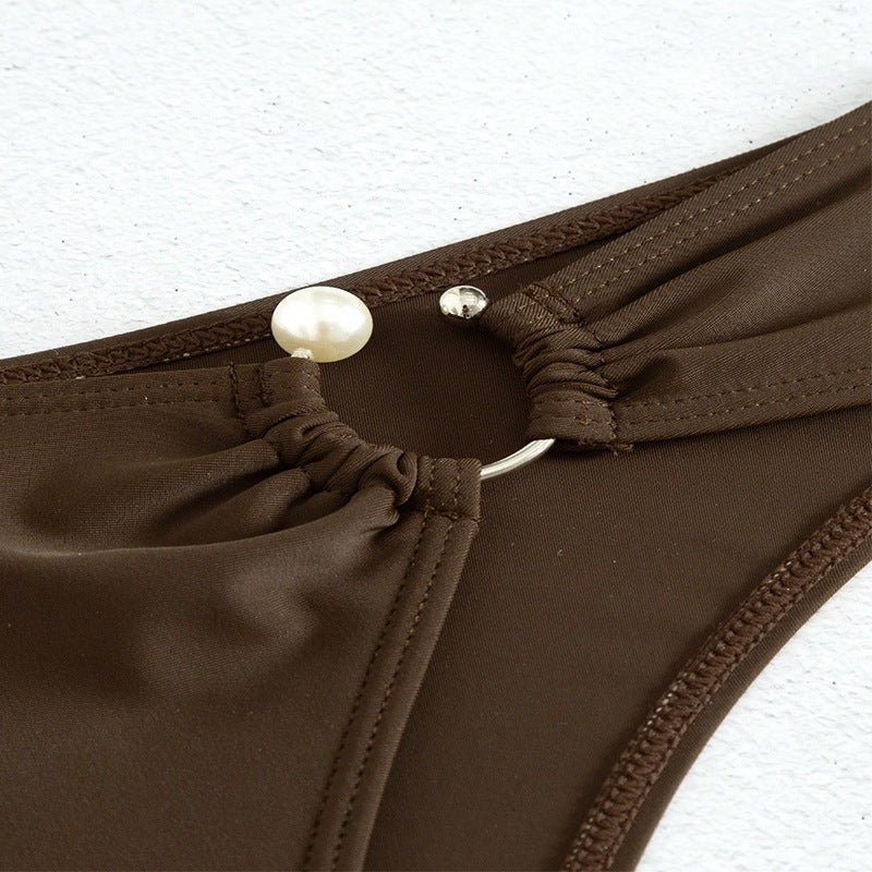 Women High Waist Bikini Bottoms with Decorative Ring Detail Mune Fashion