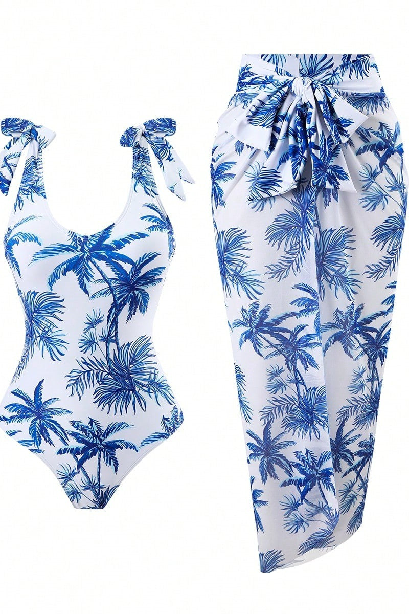 Women's High Neck One-Piece Swimsuit with Matching Wrap Skirt Mune Fashion