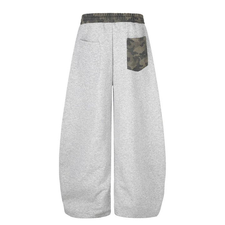 Women's Extra Wide Culotte Sweatpants with Camouflage Waistband and Star Patch Mune Fashion