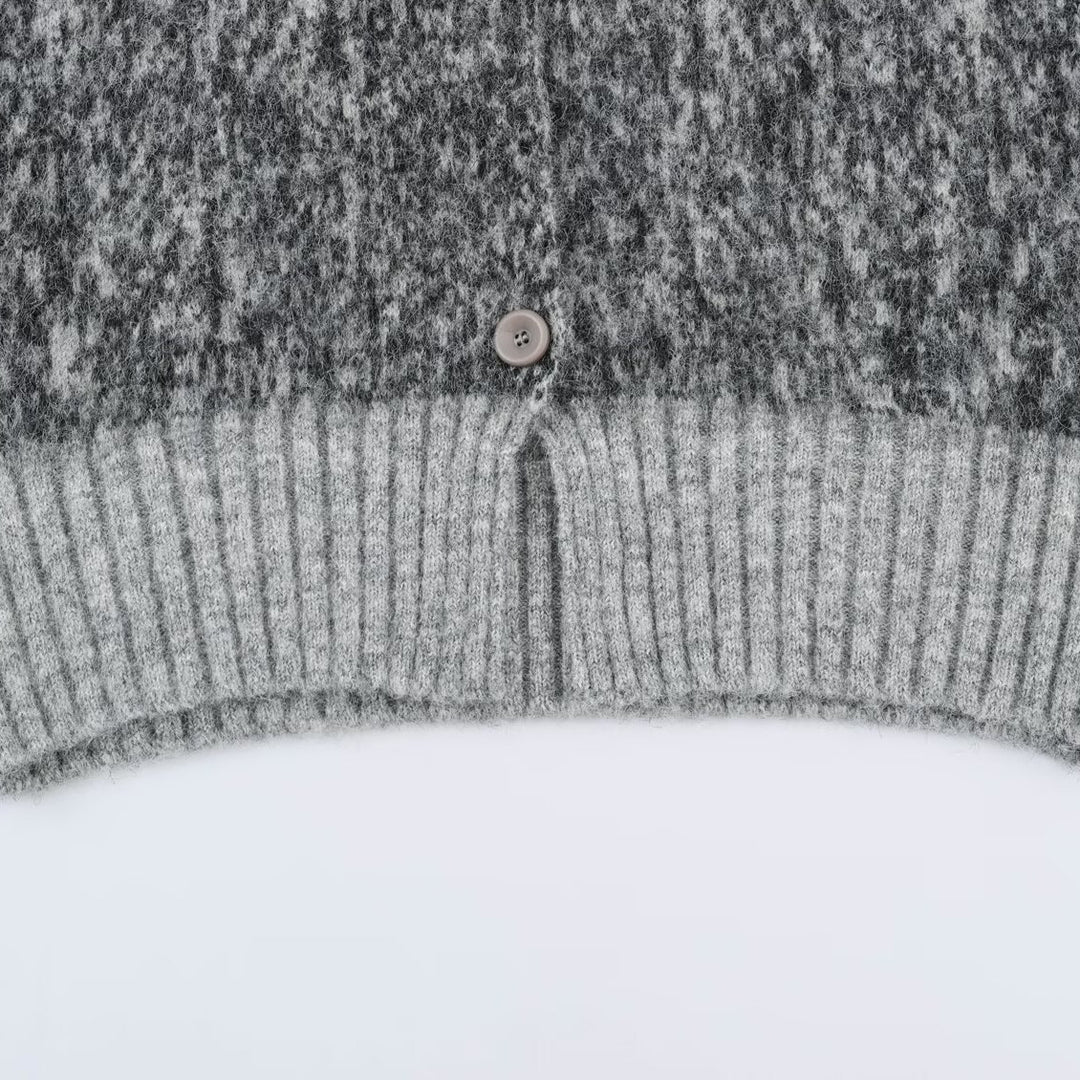 Women Oversized Cardigan made of plush material with high ribbed collar and button placket Mune Fashion