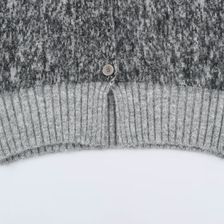 Women Oversized Cardigan made of plush material with high ribbed collar and button placket Mune Fashion