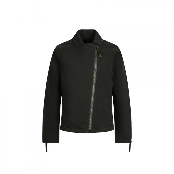 Men's Asymmetrical Biker Jacket with Diagonal Metal Zipper Mune Fashion