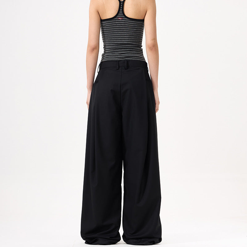 Ladies Palazzo pants with extra wide leg, concealed zipper and crease Mune Fashion