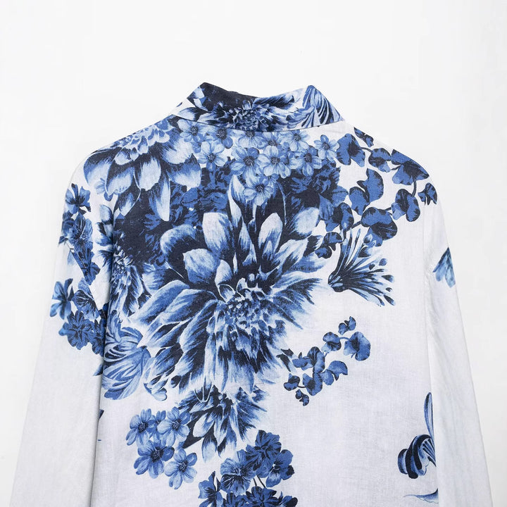 Women's Loose Shirt with Floral Allover Print and Continuous Button Placket Mune Fashion