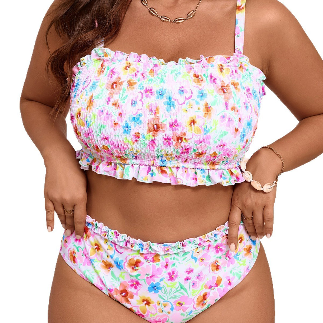Women’s bikini set with playful ruffle design and floral pattern Mune Fashion