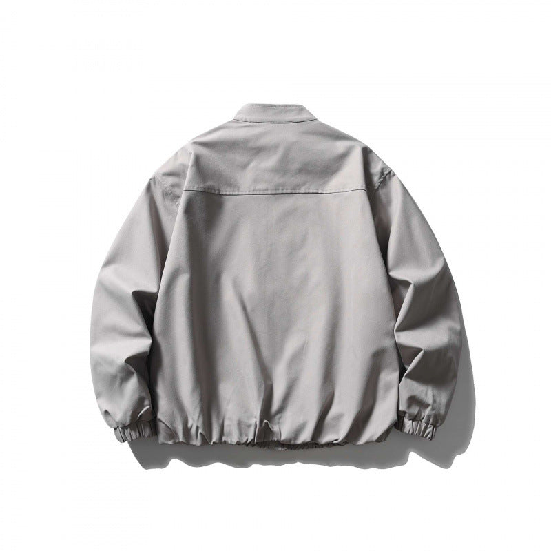 Unisex Oversize lightweight bomber jacket with stand-up collar, zipper, and elastic hem Mune Fashion