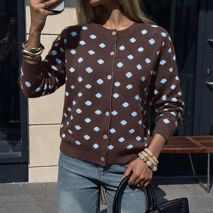 Women's patterned knit cardigan with button details Mune Fashion