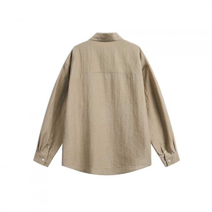 Unisex Lightweight Oversized Shirt from Structured Cotton Blend with Kent Collar and Patch Chest Pocket Mune Fashion