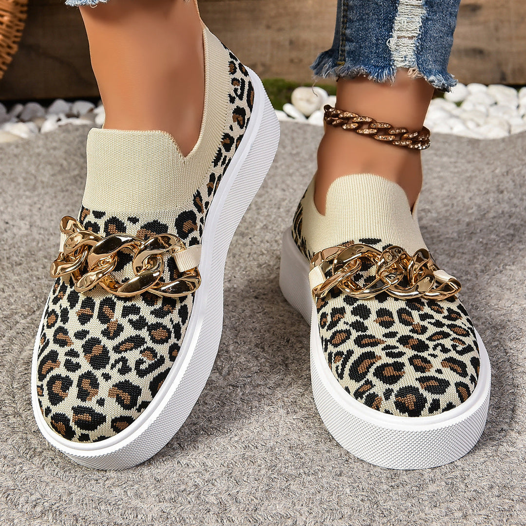 Women Fashionable Slip-On Sneakers with Elegant Chain Detail Mune Fashion