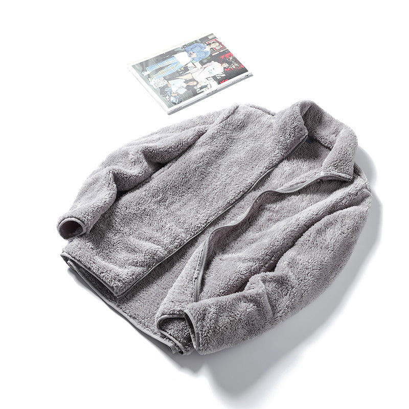 Ladies Cozy Teddy Fleece Jacket in Oversized Style with Stand-Up Collar and Zipper