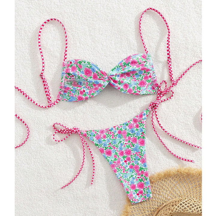 Ladies Floral Bikini with Adjustable Ties Mune Fashion