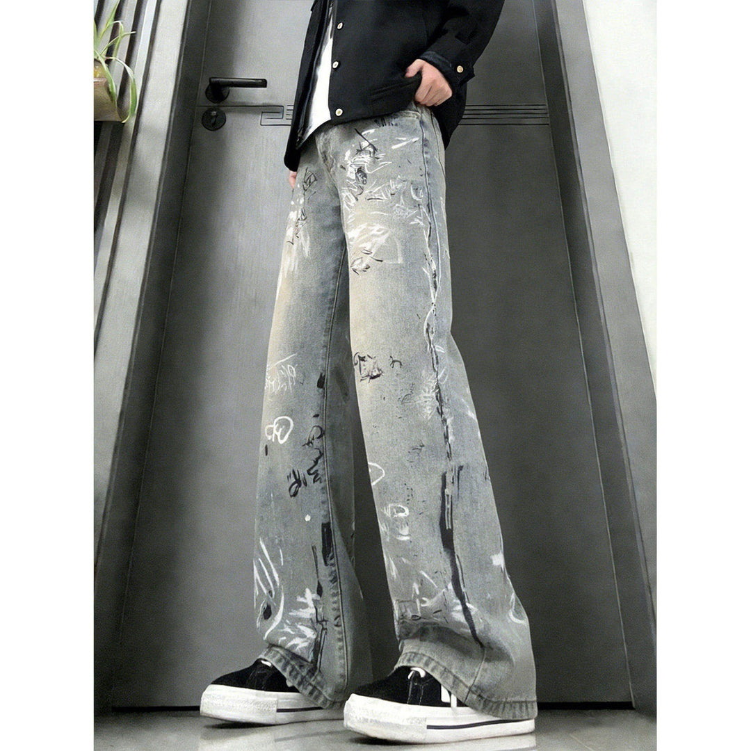 Men's Fashion Wide-Cut Jeans with Creative Design Mune Fashion