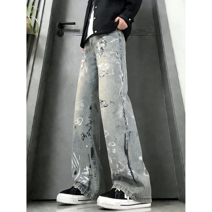 Men's Fashion Wide-Cut Jeans with Creative Design Mune Fashion