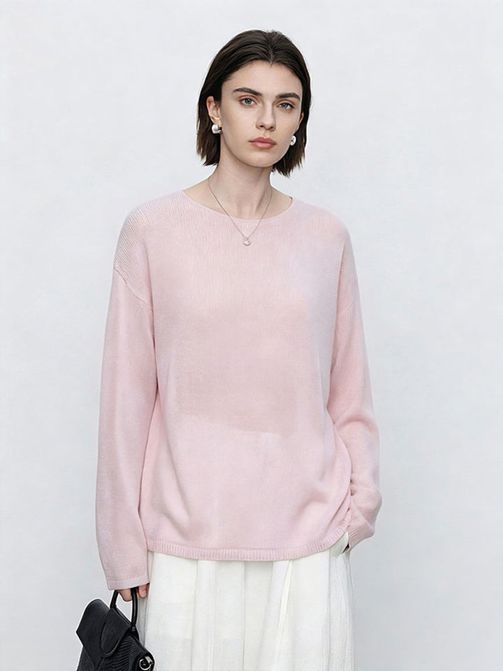 Women's fine round neck sweater made of soft fine knit with straight cut Mune Fashion