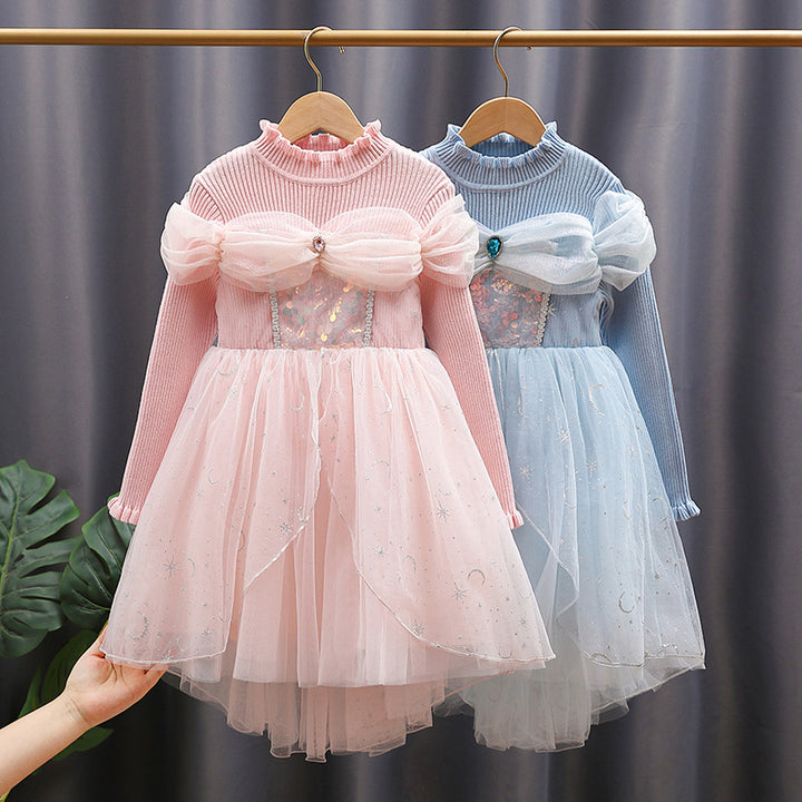 Girls' princess dress with tulle skirt and sparkling details Mune Fashion