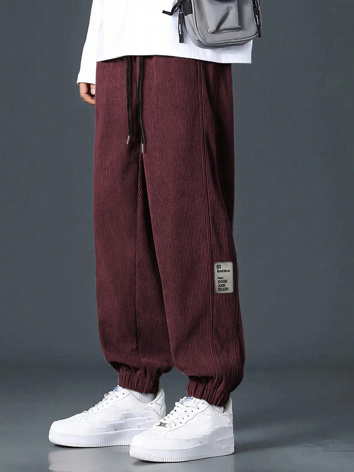 Men's nan Relax leisure pants made of fine wide cord structure with drawstring and elastic ankle cuffs Mune Fashion