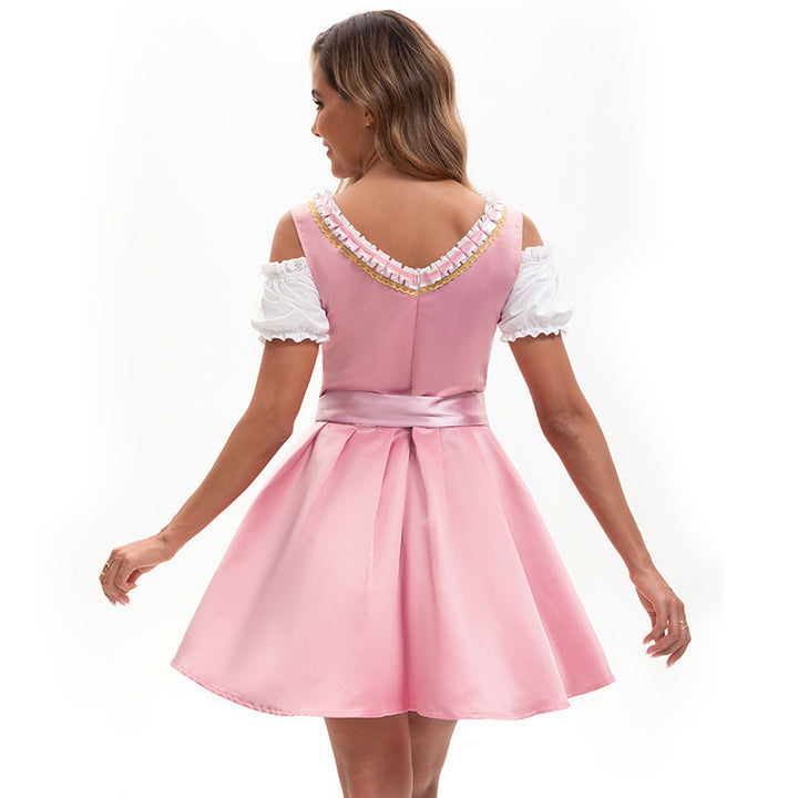 Women’s traditional Dirndl mini dress with lace apron and lacing Mune Fashion