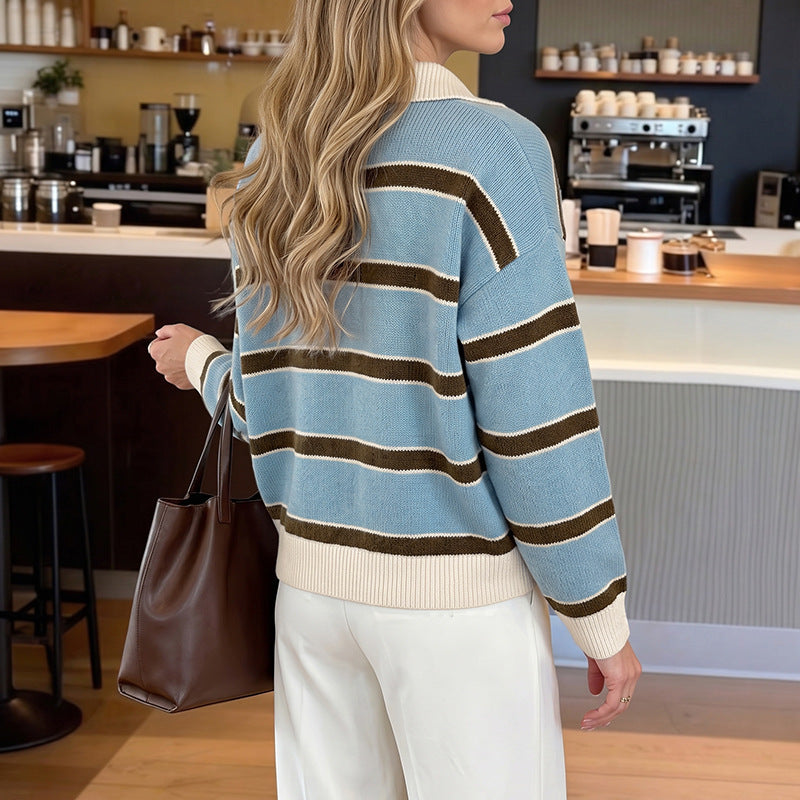 Women's Patterned Knitted Sweater with Button Placket Mune Fashion