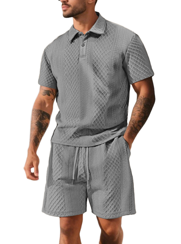 Men's structured polo shirt and bermuda shorts set made of quilted cotton blend Mune Fashion