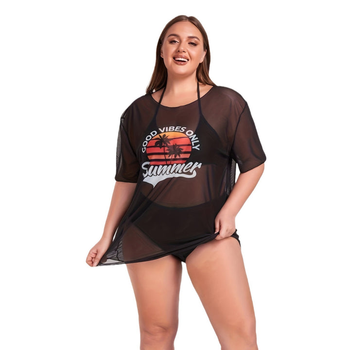Women's Transparent Beach Blouse with Summer Print Mune Fashion