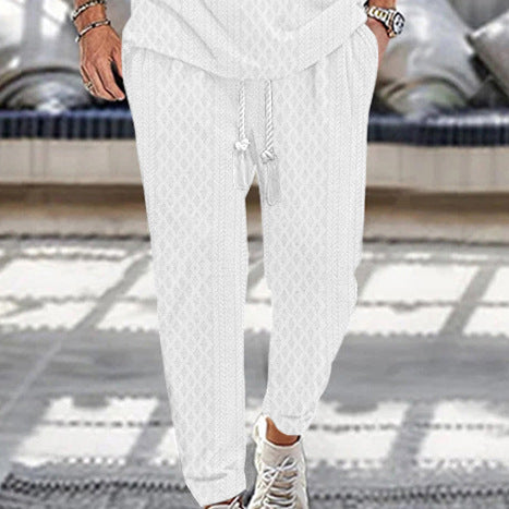Men's Slim-Tapered Jogger Pants in Textured Design with Drawstring and Side Pockets Mune Fashion