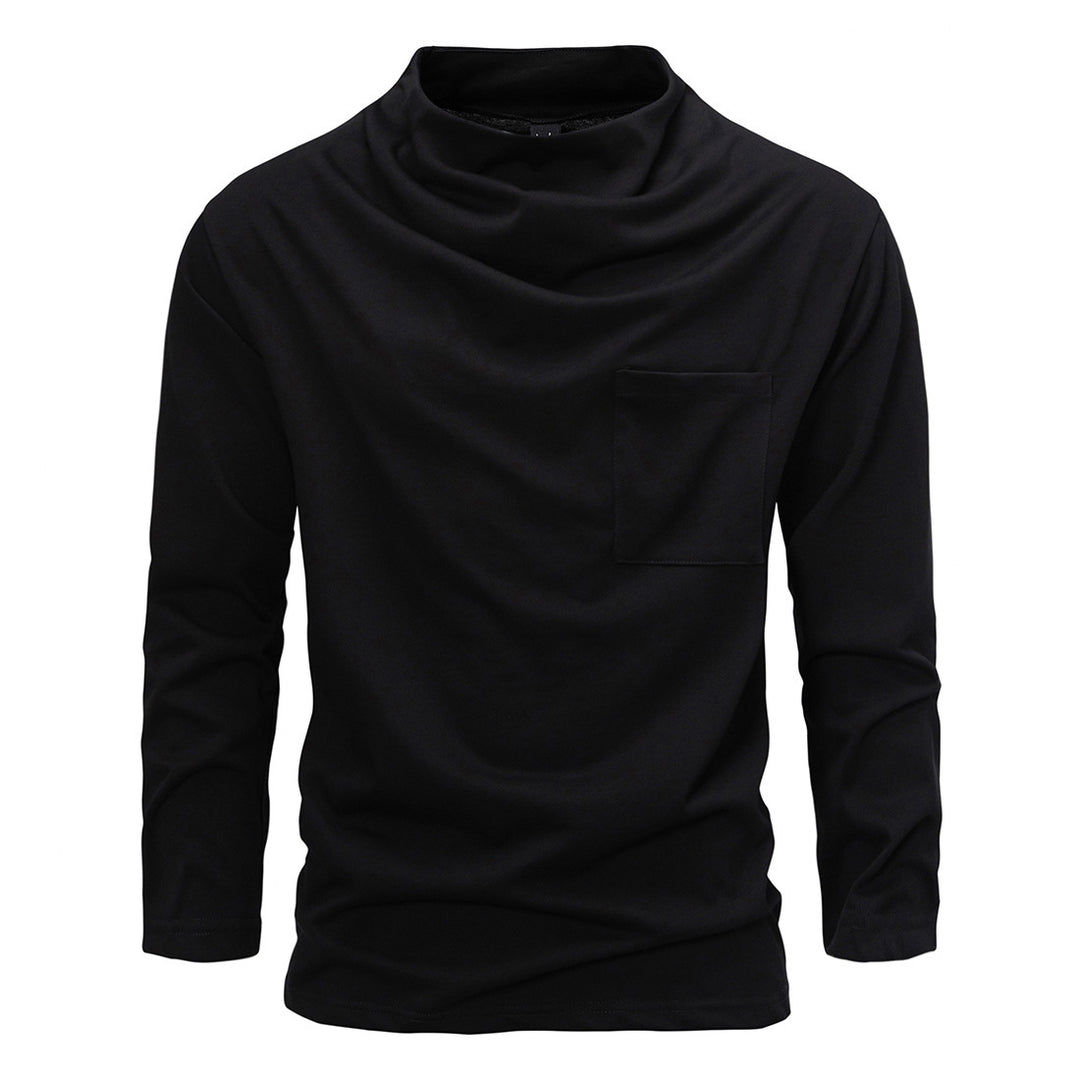 Men's Long Sleeve Shirt with Waterfall Collar and Chest Pocket Mune Fashion
