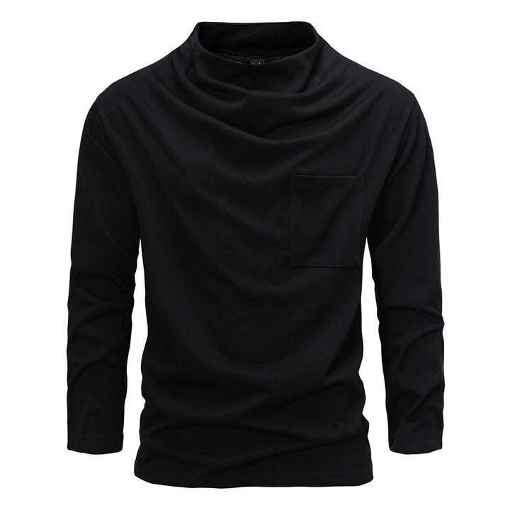 Men's Long Sleeve Shirt with Waterfall Collar and Chest Pocket Mune Fashion
