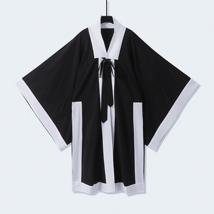 Unisex Oversize Kimono-Cardigan with contrast trim, tie belt and patch pockets Mune Fashion
