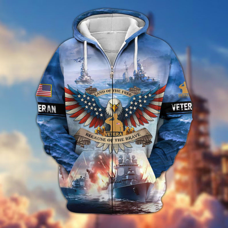 Men's hoodie with American veteran motif Mune Fashion