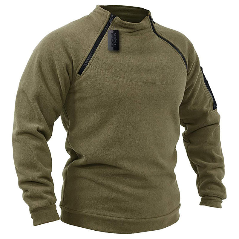 Men's functional fleece pullover with shoulder ventilation, high stand-up collar and arm pocket Mune Fashion