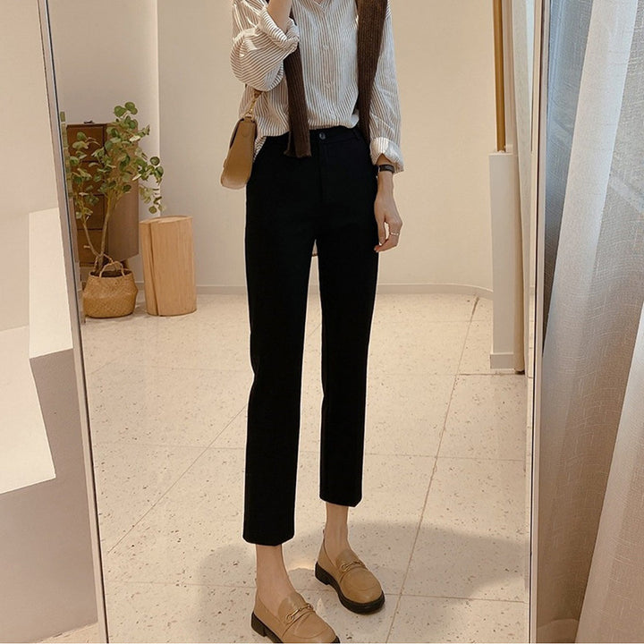 Women Figure-Hugging Fabric Trousers Mune Fashion