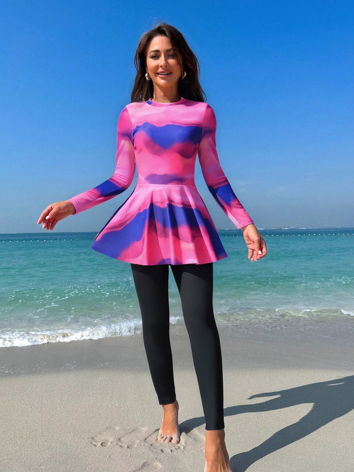 Women's Sporty UV Protection Swimsuit with Wide Skirt Mune Fashion