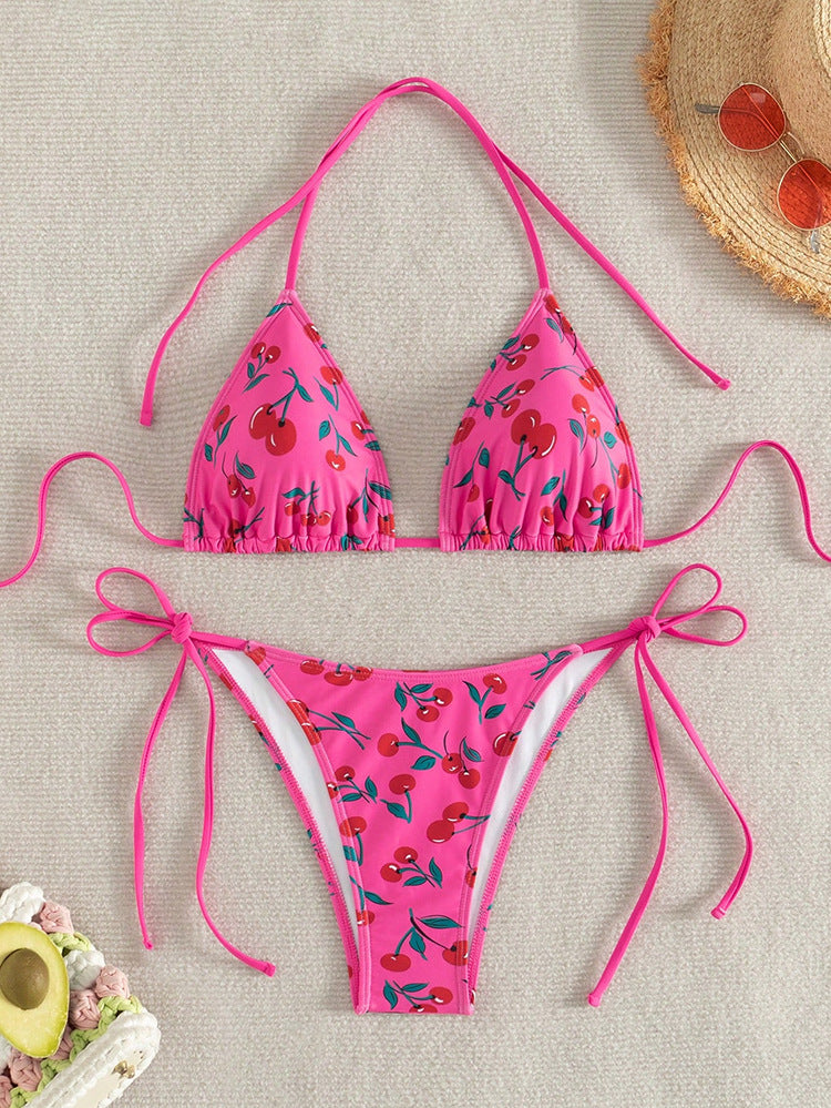 Ladies Triangle Bikini with cheerful cherry motif Mune Fashion