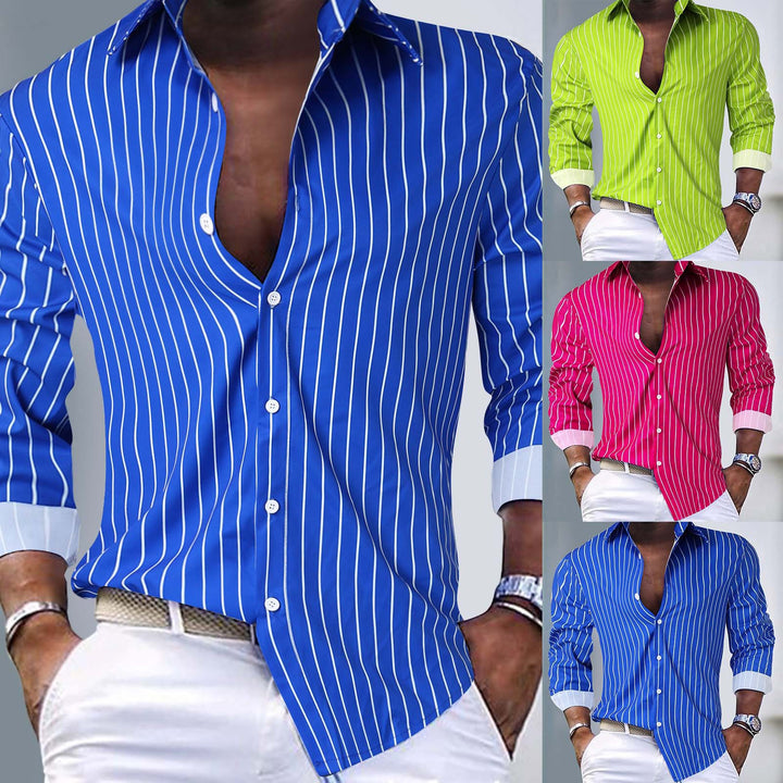Men's Striped Business Shirt with Kent Collar, Contrast Cuffs and Tailored Fit Mune Fashion