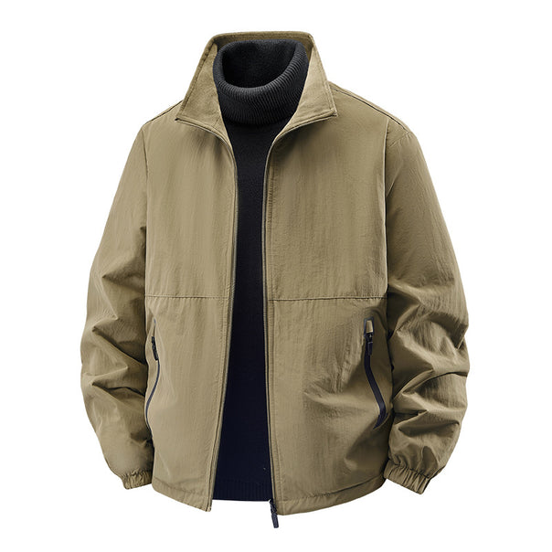 Men's  minimalist stand-collar travel jacket with sealed zip pockets and elastic cuffs Mune Fashion