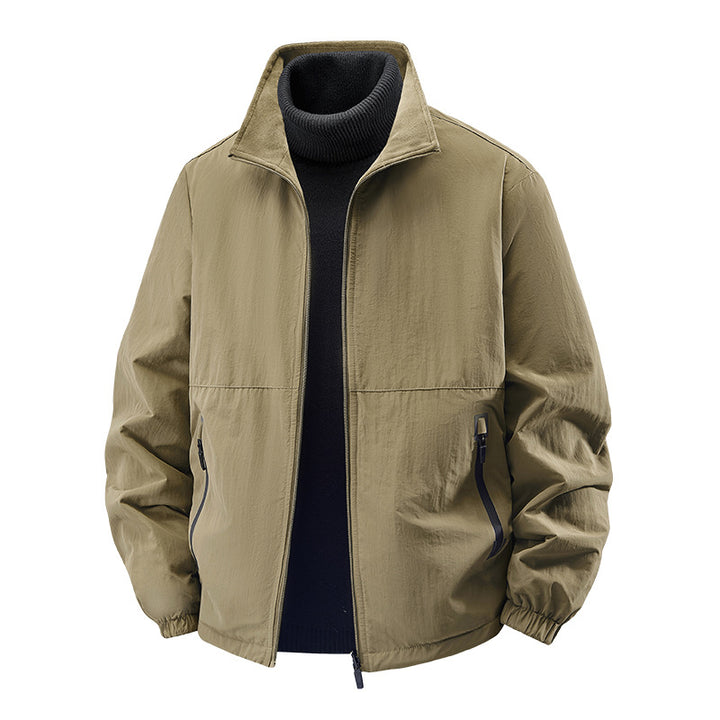 Men's  minimalist stand-collar travel jacket with sealed zip pockets and elastic cuffs Mune Fashion