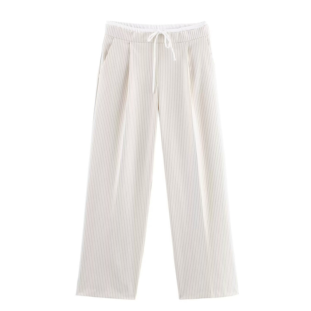 Women 60+ wide Highwaist Palazzo pants with drawstring waistband and crease Mune Fashion
