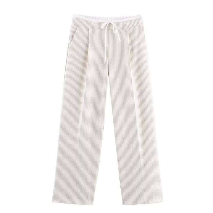 Women 60+ wide Highwaist Palazzo pants with drawstring waistband and crease Mune Fashion