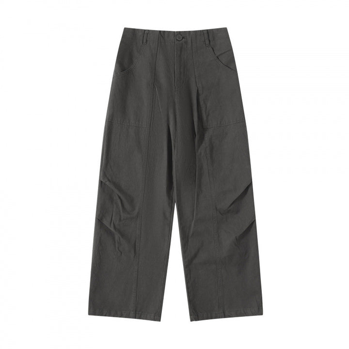 Women High-Waist wide Cargo Pants with dividing seams and patch pockets Mune Fashion